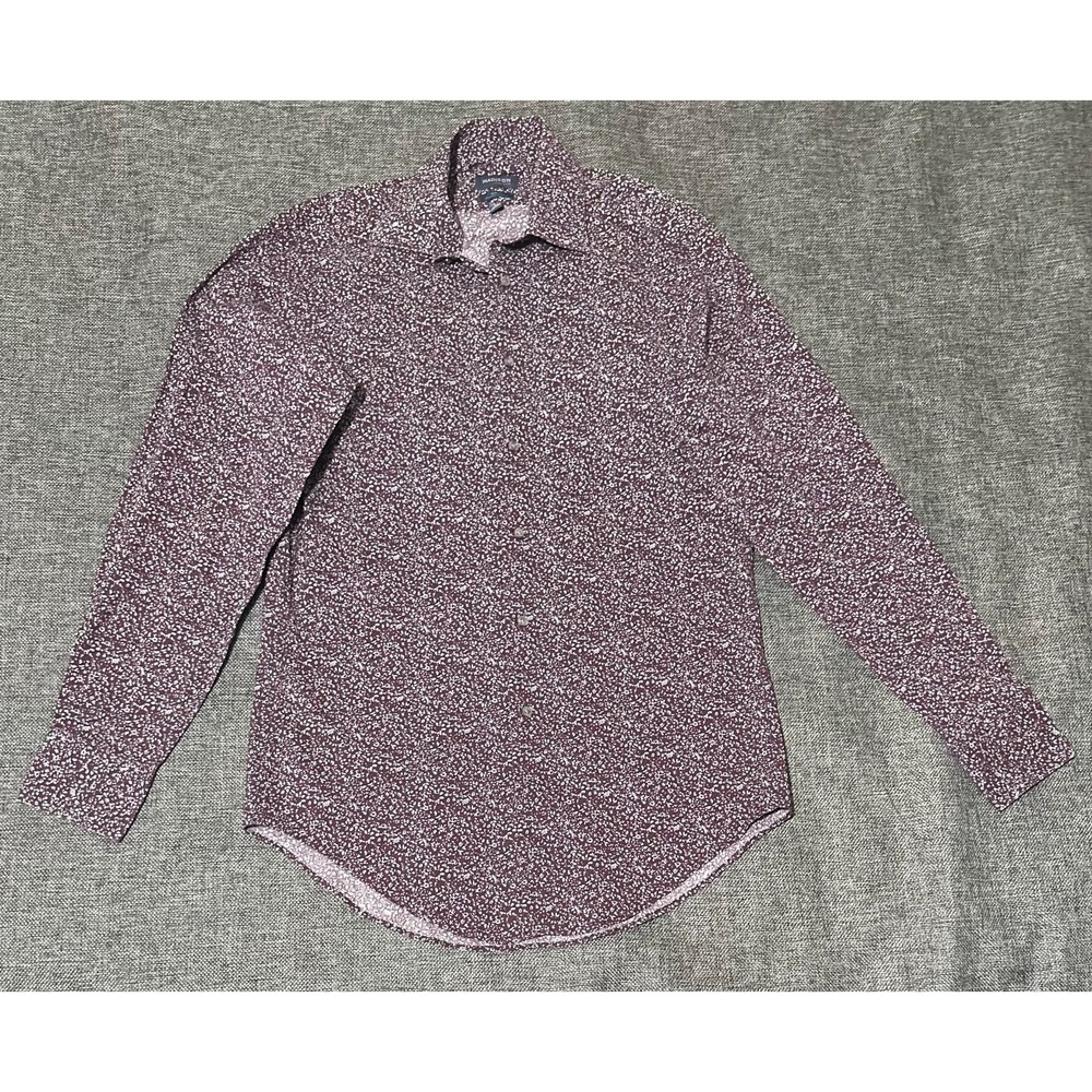 Madison Slim Fit Men's 14-14 1/2 32/33 S Burgundy Long Sleeve‎ Shirt